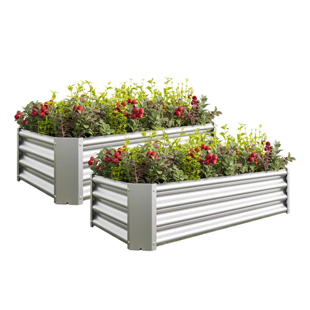 4 x 2 x 1 ft Silver Galvanized Raised Metal Garden Bed, Rectangle Planter Box for Flowers Vegetables Herb (2-Pack) price history on PriceWatchPro