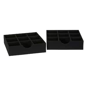 12 in. W x 3 in. H 1 Black Linen 1 Drawer Unit 9 Section Hard-Sided Trays (2-Pack)