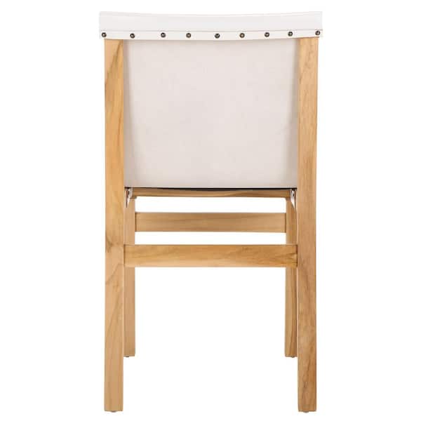SAFAVIEH Arian White/Natural 18.9 in. Teak Dining Chair