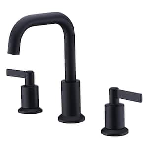 Kree 8 in. Widespread 2-Handle Bathroom Faucet with Drain Assembly, Swivel Spout, Rust Resist in Matte Black