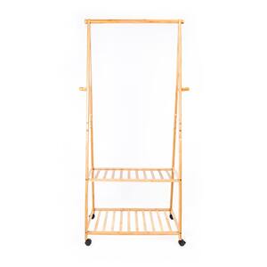 Wood Bamboo Clothes Rack 30 in. W x 13 in. H
