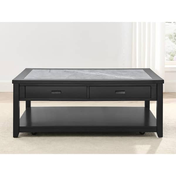 Steve Silver Garvine 47 in. Ebony Rectangle Stone Top Coffee
