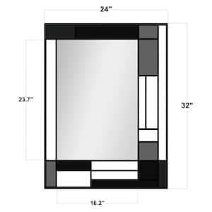 24 in. W. x 32 in. H Rectangular Framed Wall Bathroom Vanity Mirror in Grey