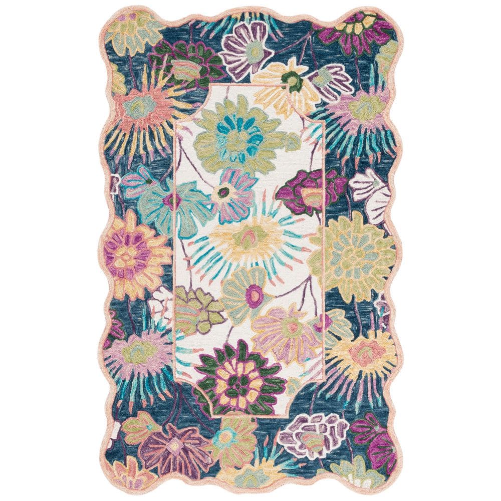 Jardin 8 ft. x 10 ft. Navy/Ivory Floral Border Area Rug price history on PriceWatchPro