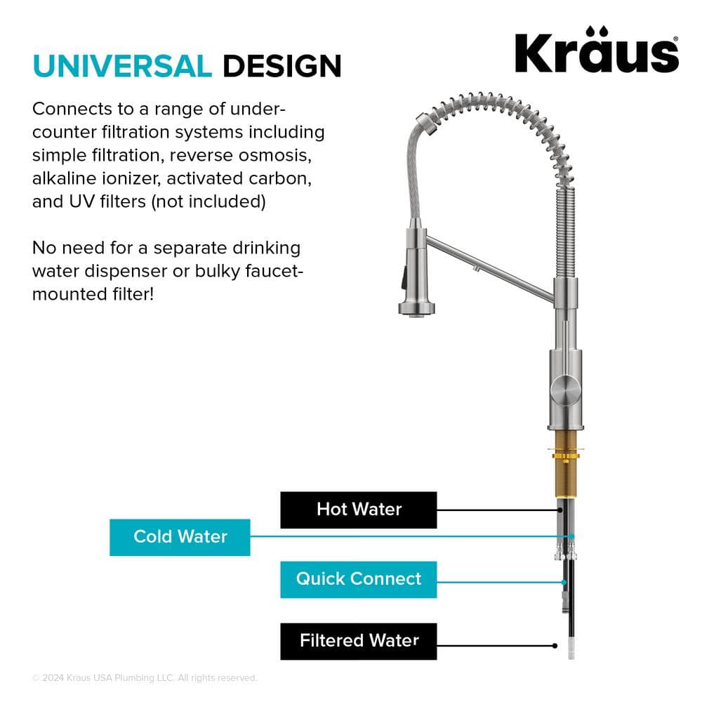 Bolden 2-in-1 Commercial Style Pull-Down Single Handle Water Filter Kitchen Faucet in Brushed Brass