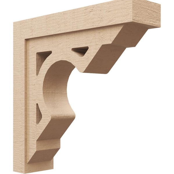 Ekena Millwork 6-in. x 24-in. x 24-in. Series 1 Thin Sheridan Rough Cedar Woodgrain Timberthane Polyurethane Corbel, Primed Tan