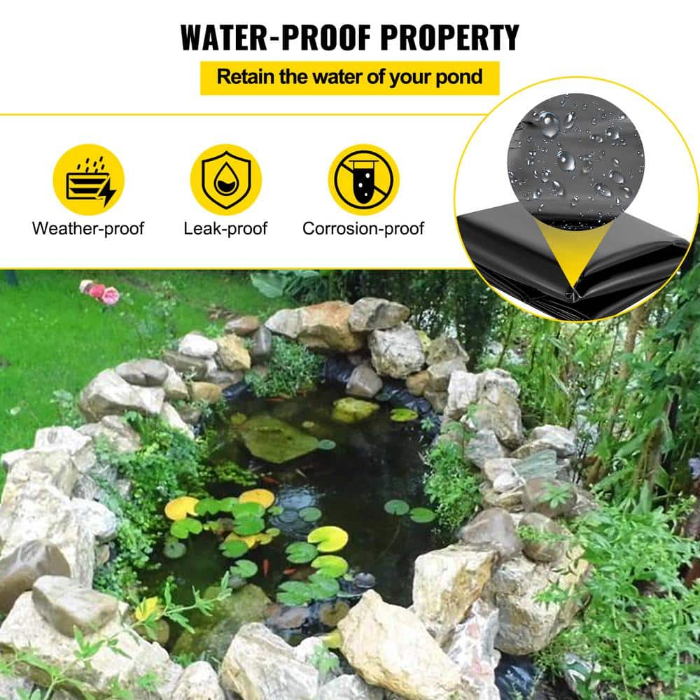 Black LLDPE Pond Liner 20x25 ft for Fish Ponds and Waterfalls