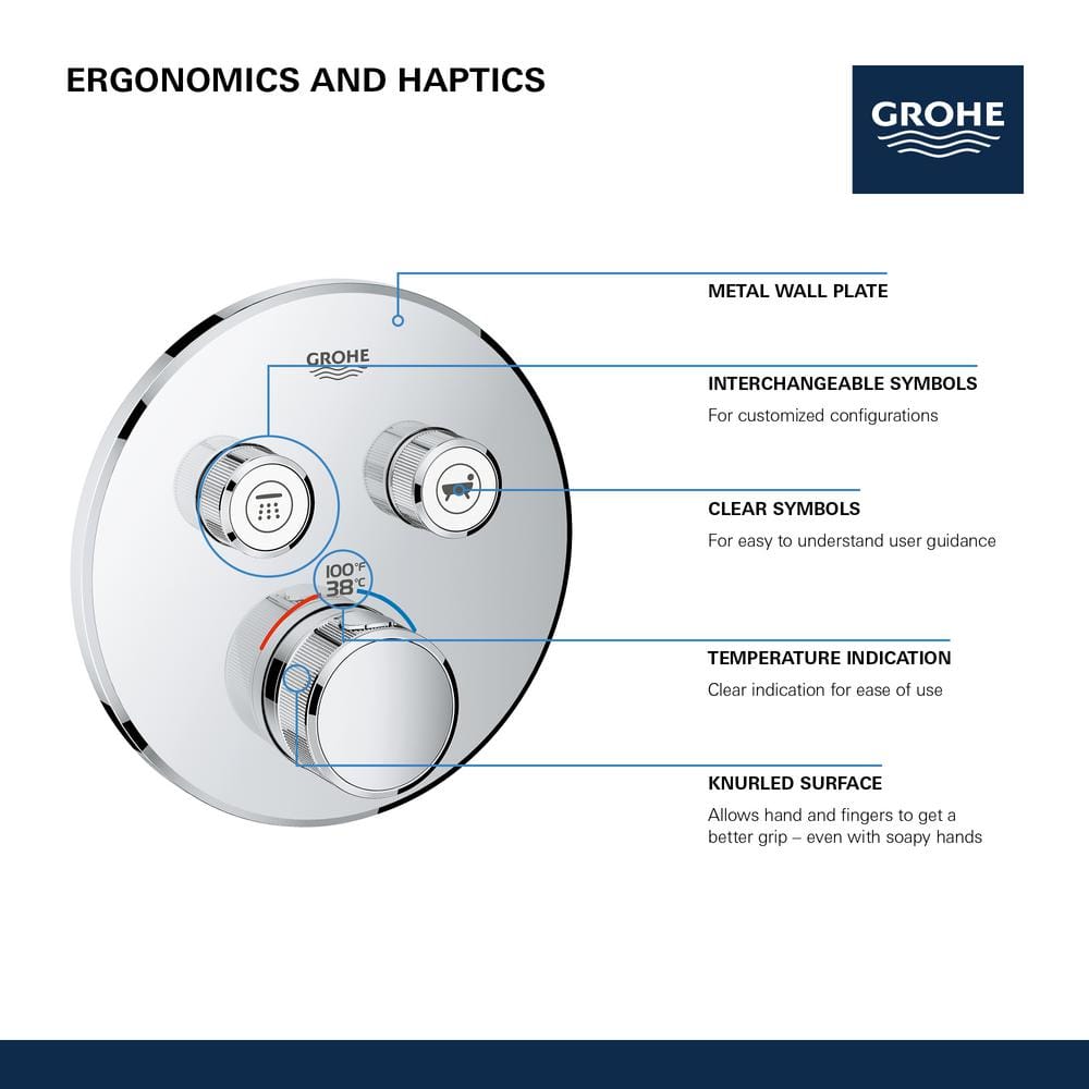Chrome Dual-Function Wall-Mounted Shower Valve Trim