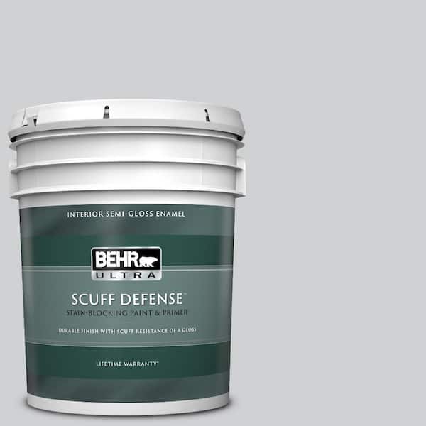 BEHR ULTRA 5 gal. #N510-1 Silver Shadow Extra Durable Semi-Gloss Enamel Interior Paint & Primer
