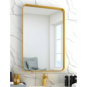 36 in. W x 24 in. H Large Rectangular Metal Framed Wall Bathroom Vanity Mirror in Gold