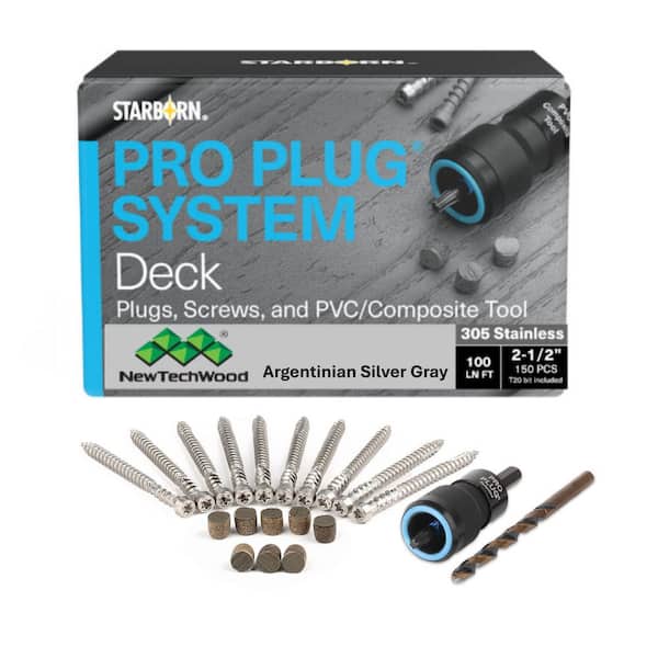1-Pack #10 x 2-1/2 in. Argentinian Silver Gray Stainless Steel Torx Flat Head Composite Deck Screw (2.14 lbs. 150-Piece)