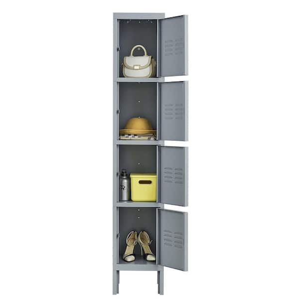 Tidoin 4-Tier 66 in. H Gray Metal File Cabinet Locker with 4 Tidoin 4-Tier 66 in. H Gray Metal File Cabinet Locker with 4