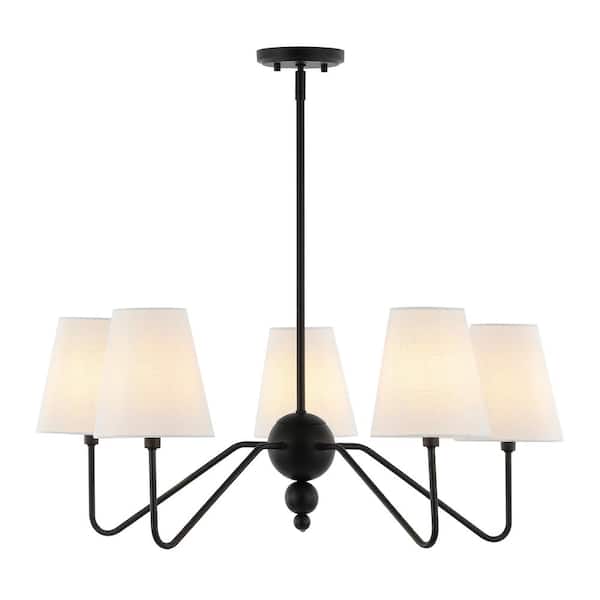 Skylar 32 in. 5-Light Classic Minimalist Iron Inverted Gourd LED Chandelier, Black