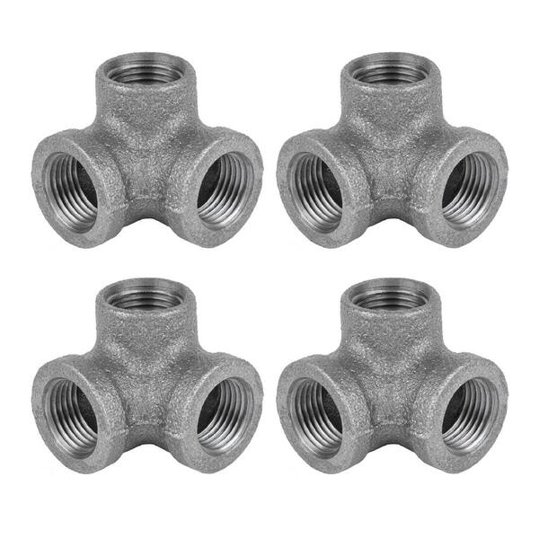 3/8” 90-Degree Silver Galvanized Steel Structural Pipe Three Socket Tee Sitting 