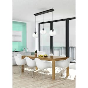 Timeless Home Blake 3-Light Black Rectangular Pendant with 7.9 in. W x 7.1 in. H Clear Glass Shade