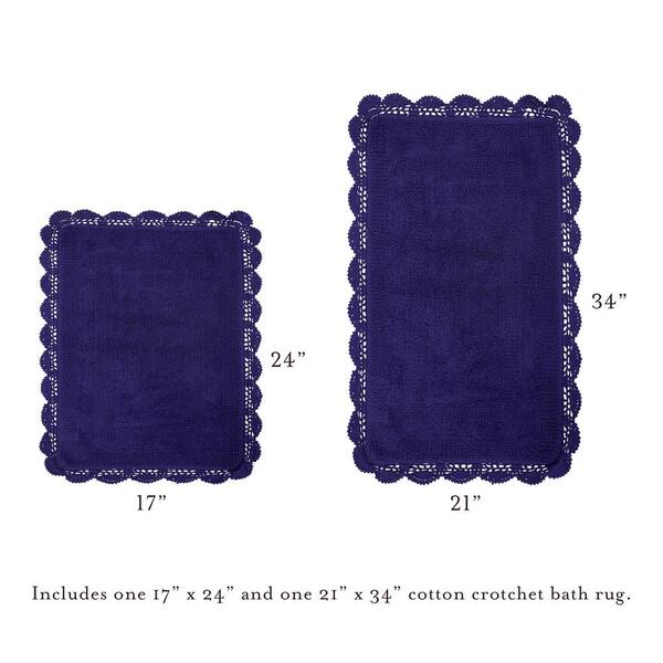 20x34 inch 100% Cotton Non-Slip Bath Rug - 35 Set Case Pack Navy-Blue