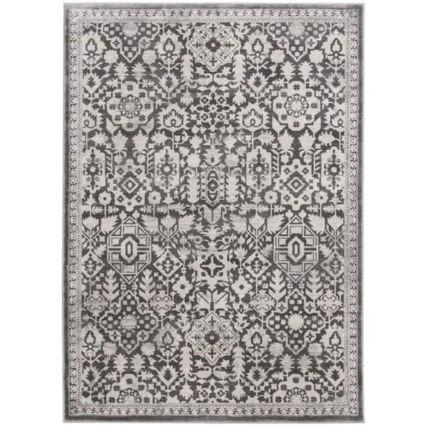 Skyline Gray/Beige Doormat 3 ft. x 5 ft. Floral Area Rug