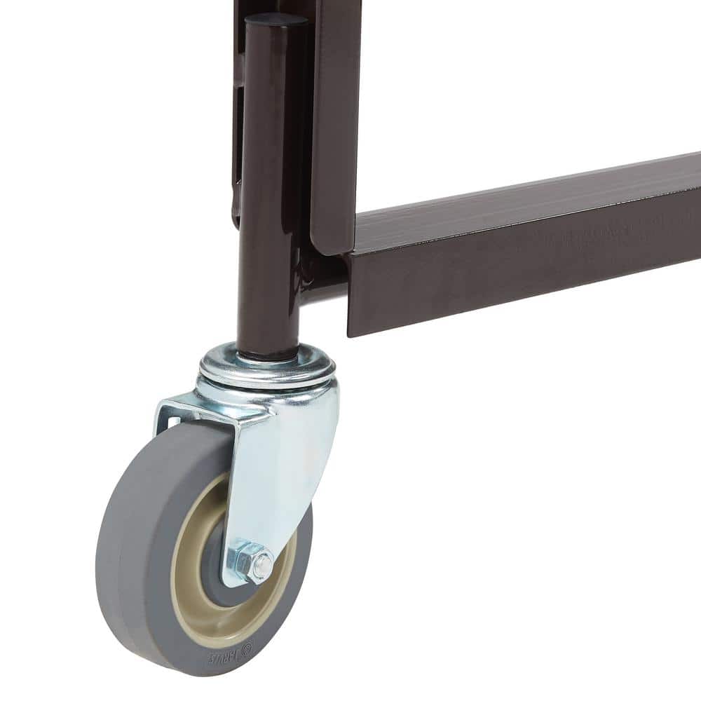 Double-Tier Dark Brown Steel Chair Storage Trolley
