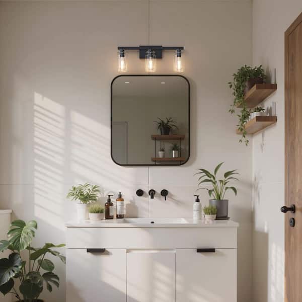 Emeritpro 3-Light Matte Black Vanity ...