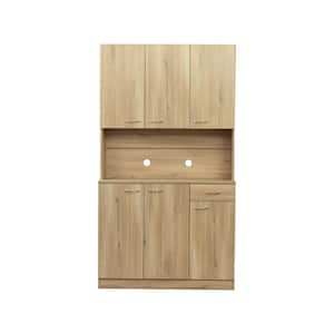 70.87 in. Oak Tall Armoire with Open Shelves and Drawer (71 in. H x 40 in. W x 16 in. D)