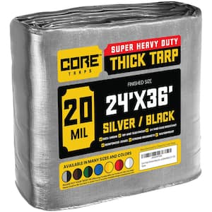 24 ft. x 36 ft. Silver/Black 20 Mil Heavy Duty Polyethylene Tarp, Waterproof, UV Resistant, Rip and Tear Proof