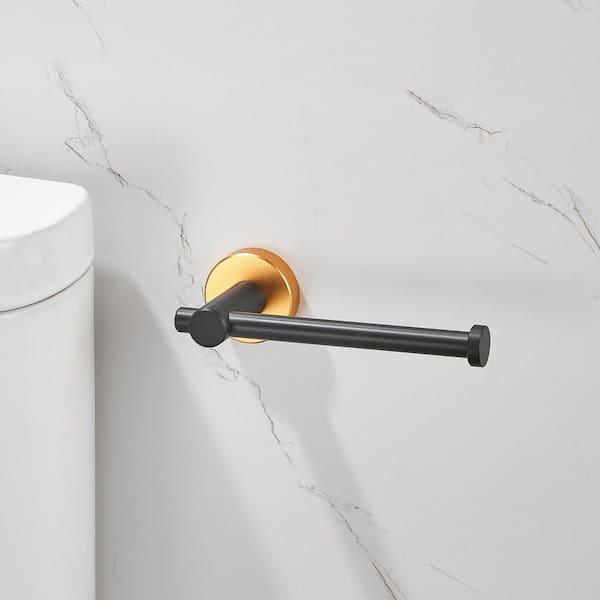 3-Piece Thicken Space Aluminum Bathroom Hardware Set in Black and Gold