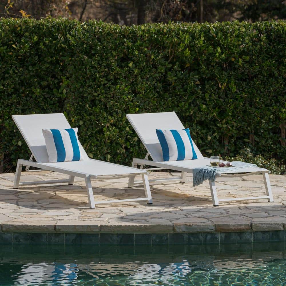 White 2-Piece Aluminum Outdoor Patio Chaise Lounge Set price history on PriceWatchPro
