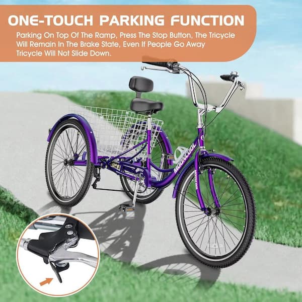MOONCOOL Upgrade Adult Tricycle, 24 in. Wheels Bike, Rear
