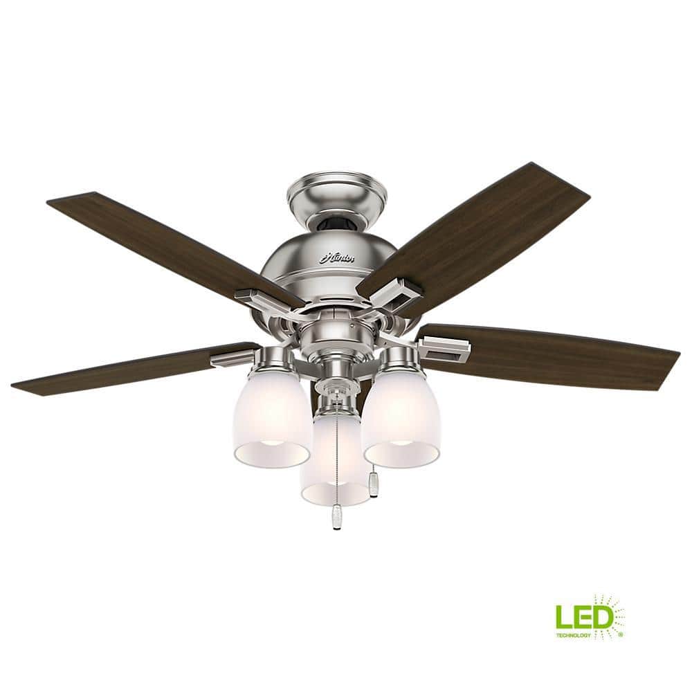 Donegan 44" Brushed Nickel Ceiling Fan with LED Light and Reversible Blades