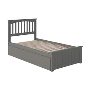 Mission Twin Platform Bed with Matching Foot Board with Twin Size Urban Trundle Bed in Grey