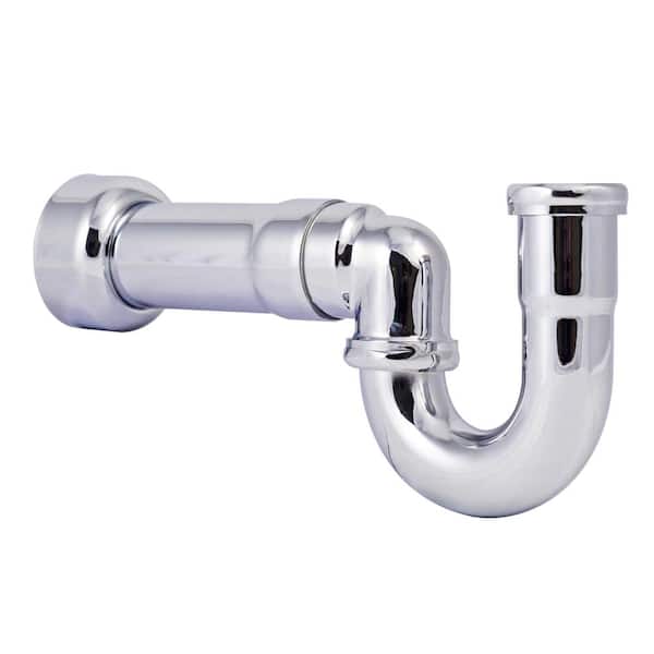 Westbrass 1-1/2" Brass New England Style P-Trap with High Box Flange, Polished Chrome