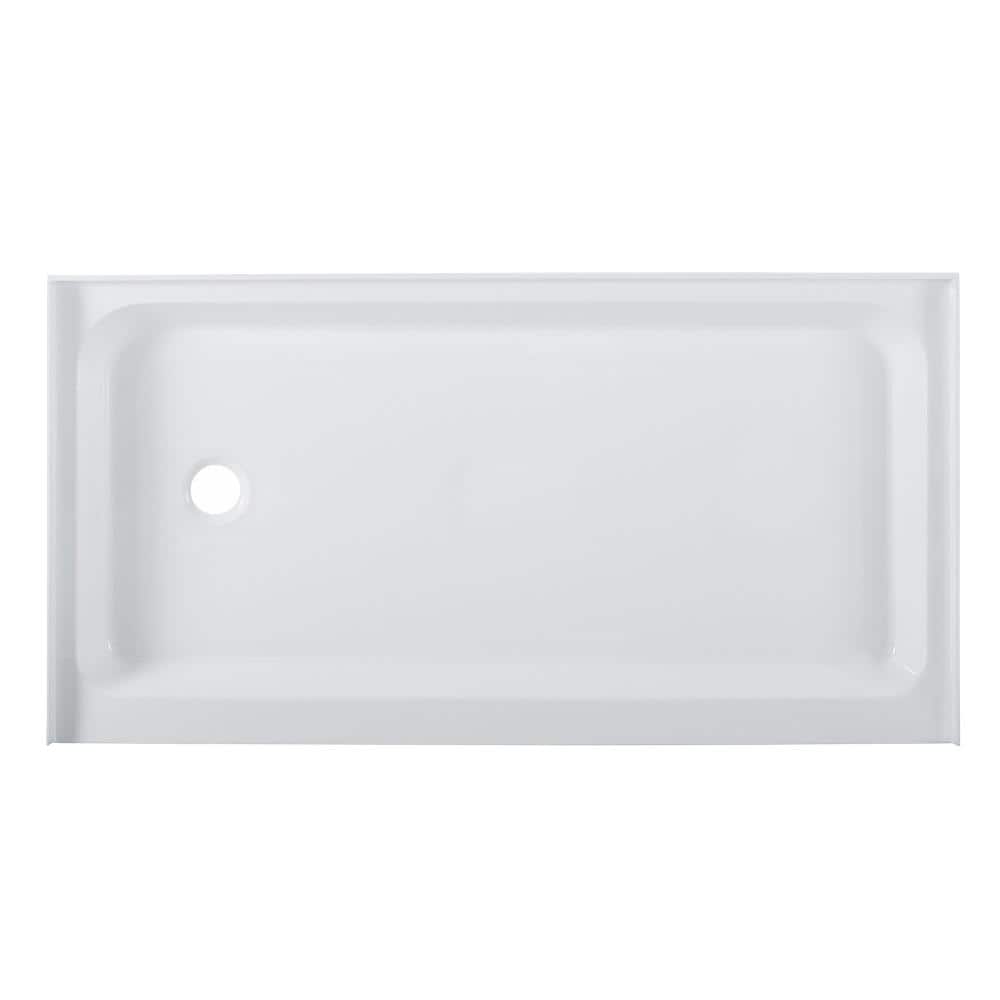 Voltaire 60" x 32" White Acrylic Shower Base with Left-Hand Drain