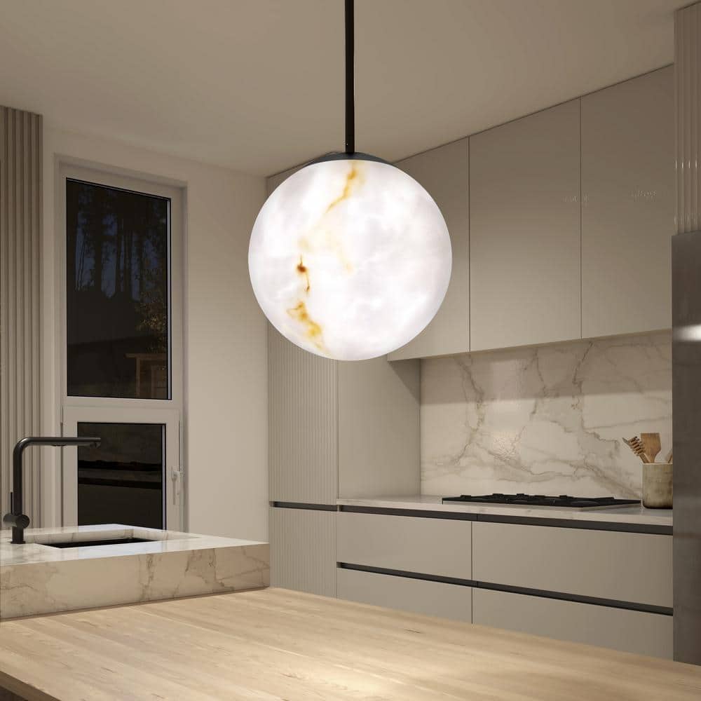 Selena 17-Watt 1-Light Black and Marble with 3CCT Integrated LED Pendant Light - Contemporary Pendant Light Fixture price history on PriceWatchPro