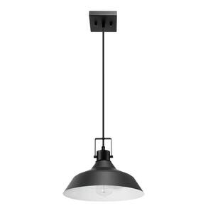 Sutton 1-Light Matte Black Outdoor Indoor Pendant Lighting with Textured Socket