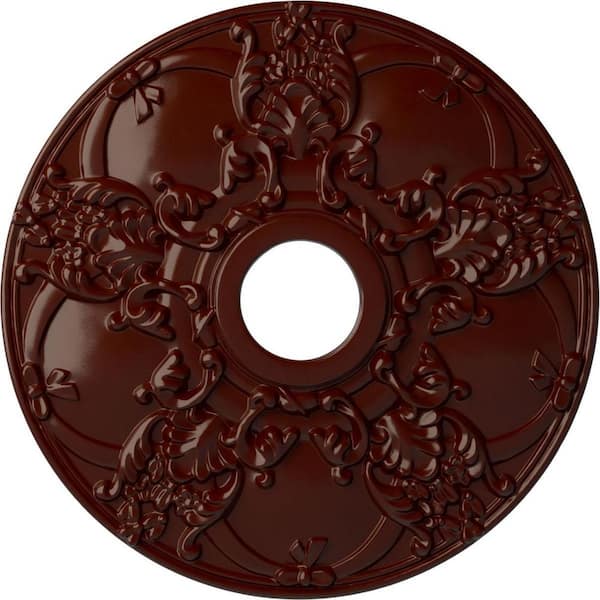 Ekena Millwork 1-3/8" x 18" x 18" Polyurethane Norwich Ceiling Medallion, Brushed Mahogany