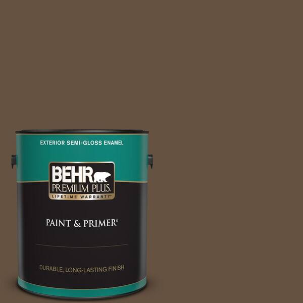 BEHR PREMIUM PLUS 1 gal. #ECC-20-3 Hickory Grove Semi-Gloss Enamel Exterior Paint & Primer