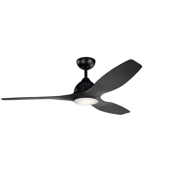 KICHLER Jace 60 in. Indoor Satin Black Downrod Mount Ceiling Fan with Integrated LED with Wall Control Included