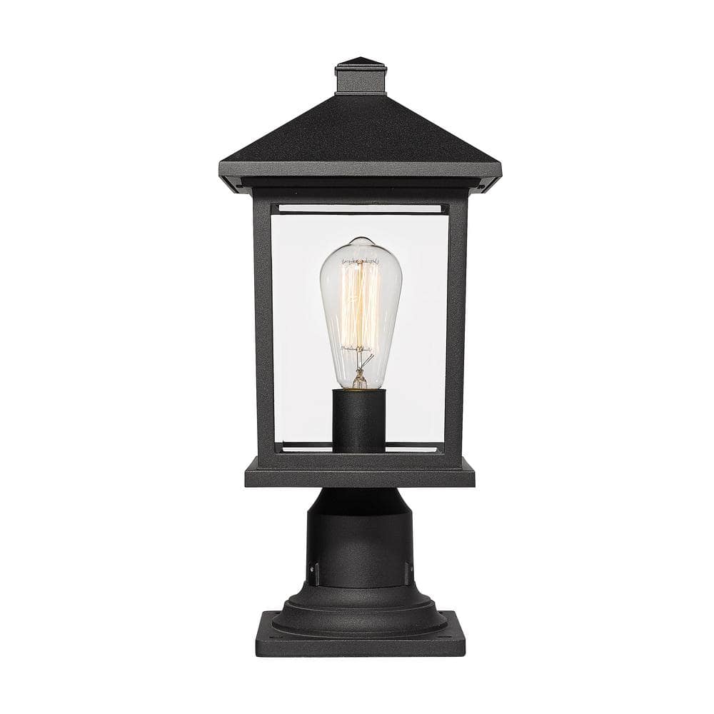 Portland Black Cast Aluminum 18" Outdoor Pier Mount Lantern
