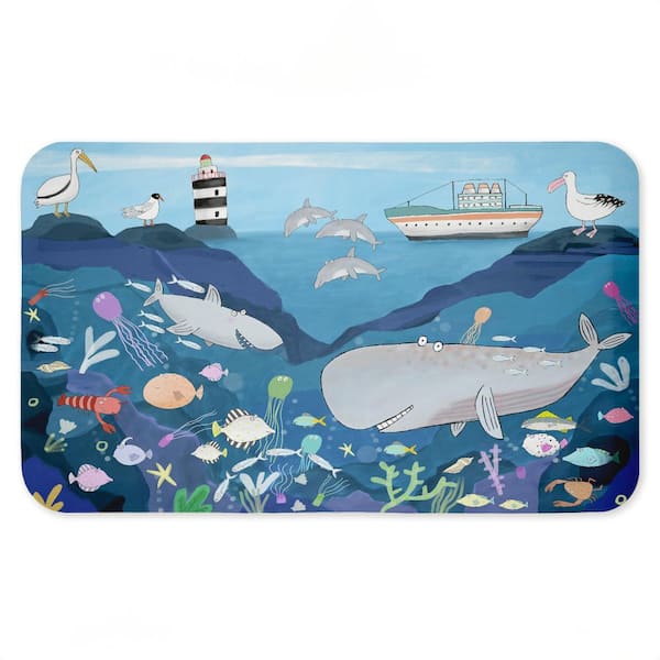Sea World Creatures Underwater Printed Anti-Fatigue Floor Mat, design by Carla Daly