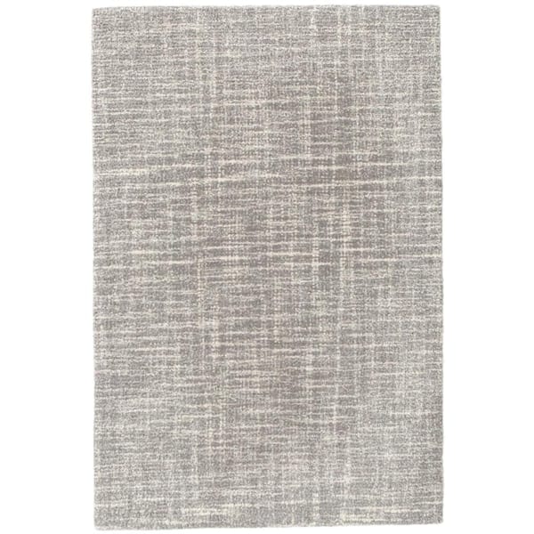 Crosshatch Hand Micro Hooked Wool Dove Grey 6 ft. x 9 ft. Indoor Area Rug