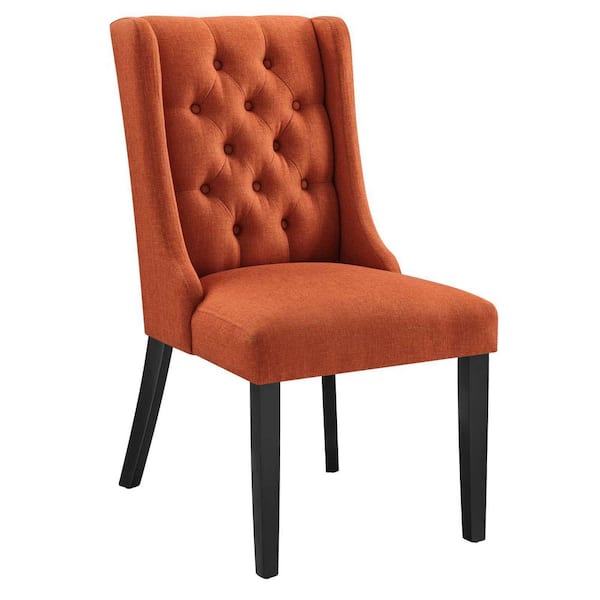 MODWAY Baronet Button Tufted Fabric Dining Chair in Orange