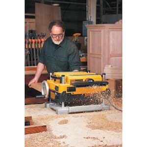 15 Amp 13 in. Corded Heavy-Duty Thickness Planer, (3) Knives, In/Out Feed Tables, and Mobile Thickness Planer Stand