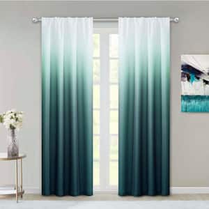 Dainty Home Blue Ombre Rod Pocket Room Darkening Curtain - 40 in. W x ...