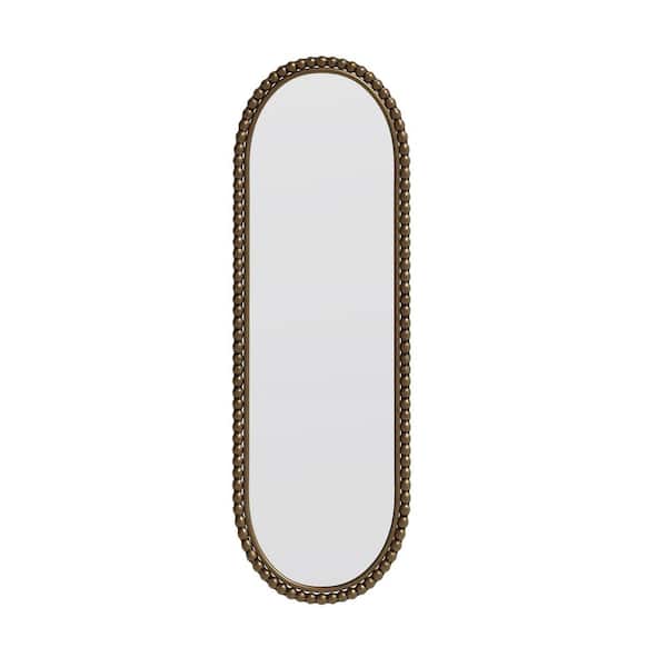 Avex Gold 16 in. W x 47 in. H Art Deco Oval Iron Framed Mirror