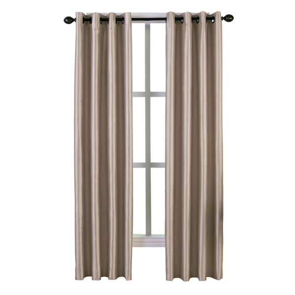 Unbranded Sand Striped Blackout Curtain - 50 in. W x 132 in. L