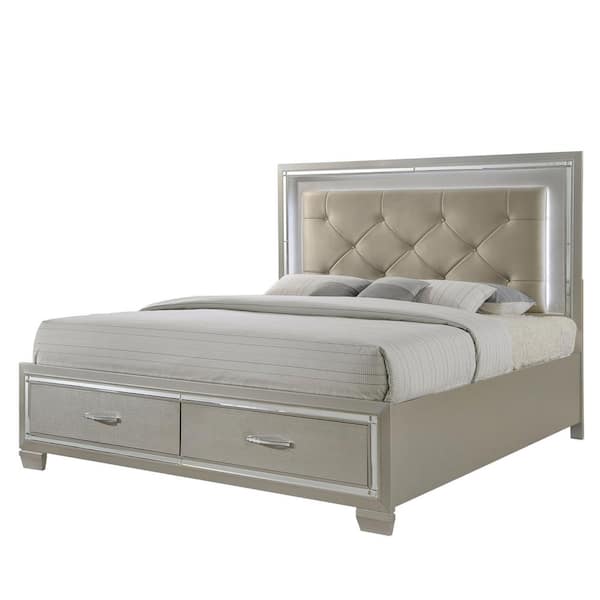 Unbranded Glamour Champagne Queen Storage Bed