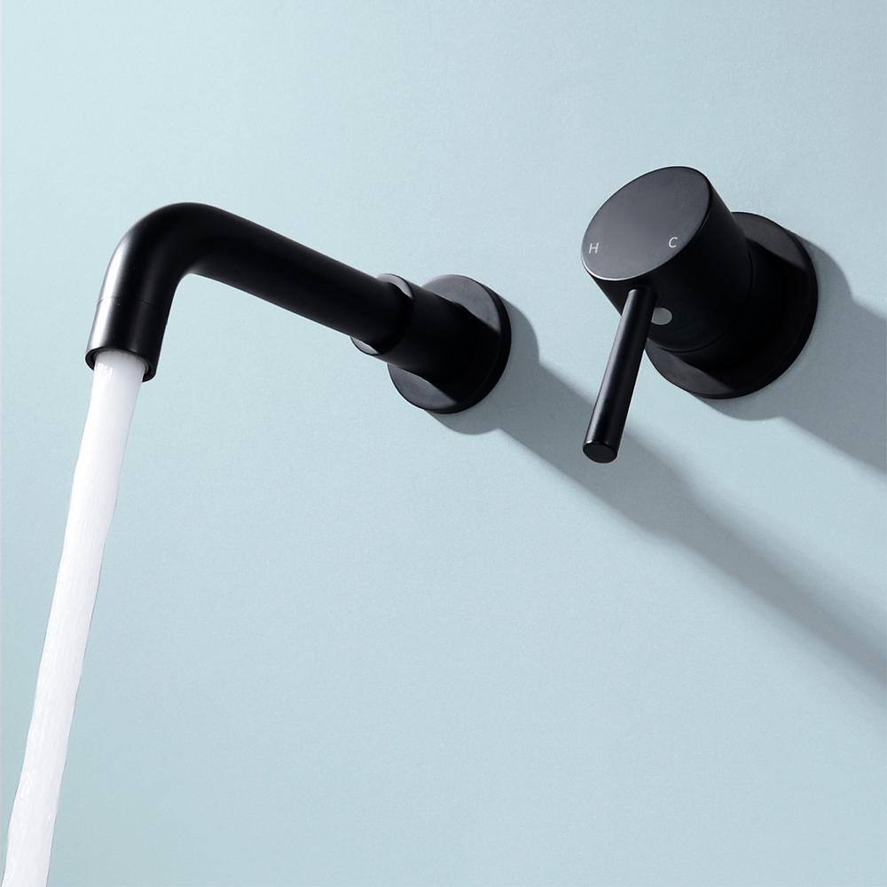 Matte Black Wall Mounted Single Handle Bathroom Faucet