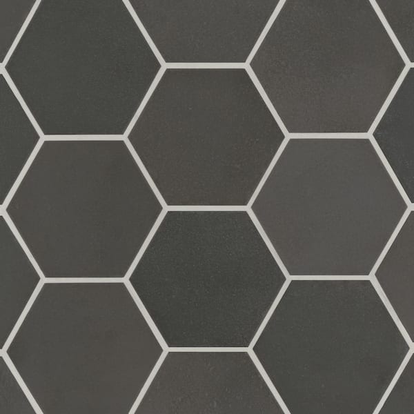 Bedrosians Celine Hexagon 4 in. x 5 in. Matte Black Porcelain Floor Tile (4.68 sq. ft. /Case)
