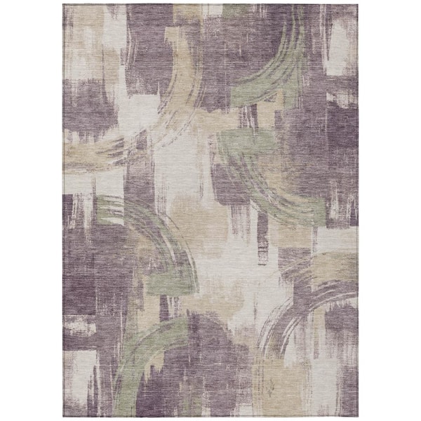 Chantille Machine Washable Indoor/Outdoor Abstract ACN2948 Plum 5 ft. x 7 ft. 6 in. Area Rug
