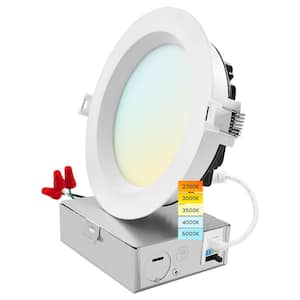 5 in. Canless with J-Box 18W 5CCT Selectable 1600LM Remodel IC Rated Integrated LED Recessed Light Kit Wet Rated